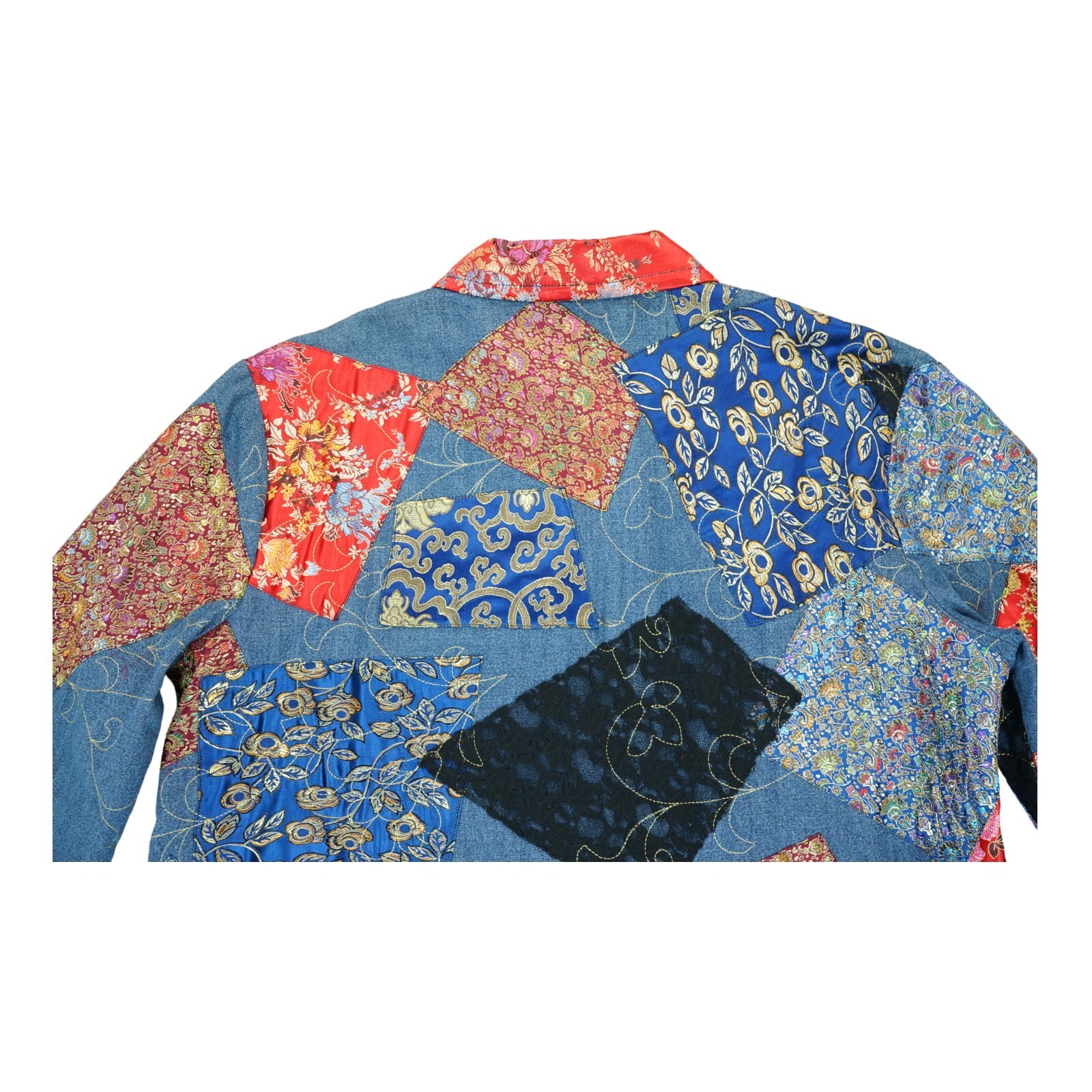 Vintage CHICOS Design Patchwork Jacket Coat Embro… - image 6