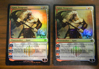 MTG Shards Of Alara Pre-Release FOIL Ajani Vengeant x2 Excellent