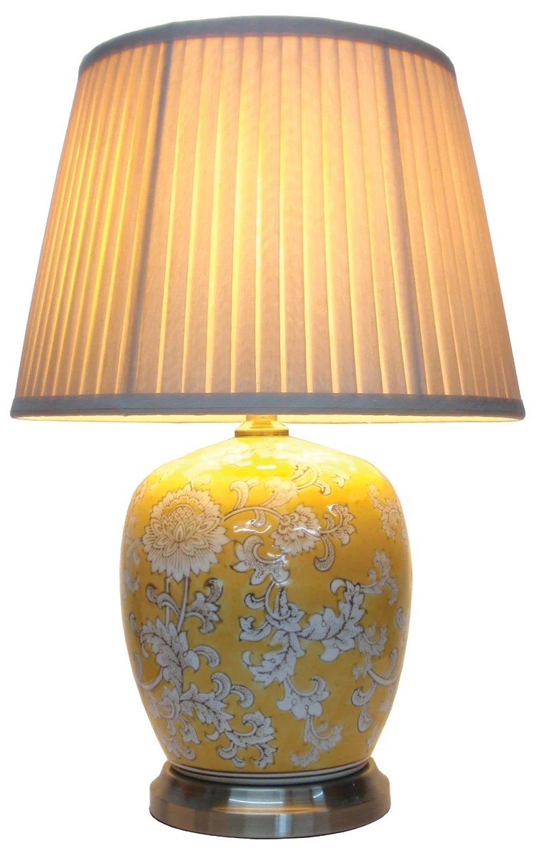 Yellow Ceramic Lamp Oriental Chinese Floral Porcelain Table Lamp M11131