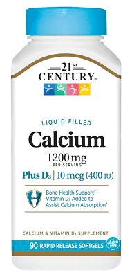 21st Century Absorbable Liquid Filled Calcium 600mg Plus Vitamin D Softgel 90 Ct