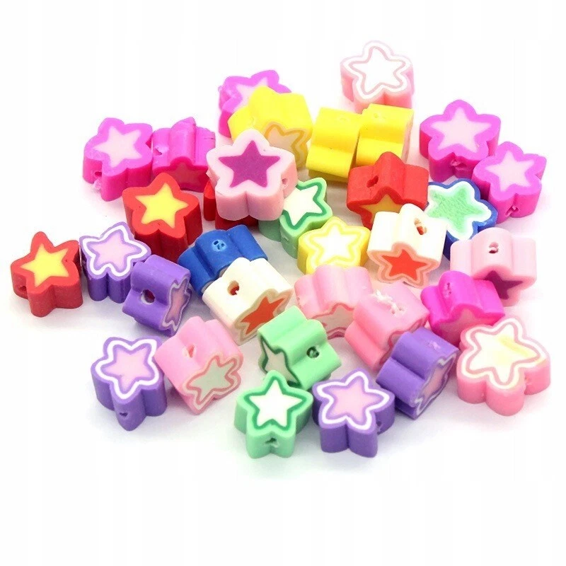Polymer Ton Perlen für Armband bunte Sterne Farbig DIY 100 Stück - Bild 3 von 4