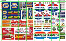 NH166 1/2 Set N SCALE NAPA AUTO ADVANCED PEP STANDARD ASHLAND GAS OIL SIGNAGE