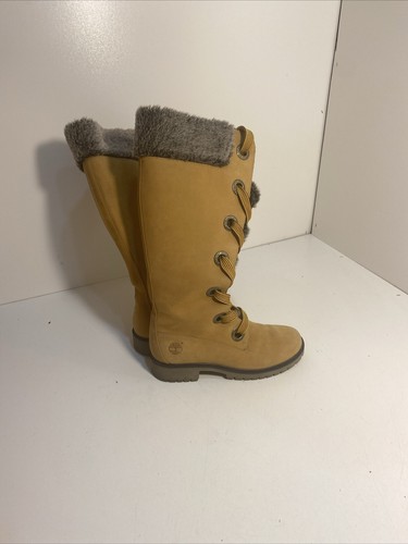 Timberland 91335 Mirney Knee High Wheat Tall Tan Faux Fur Lace Up Boots 6.5 M - Picture 6 of 7