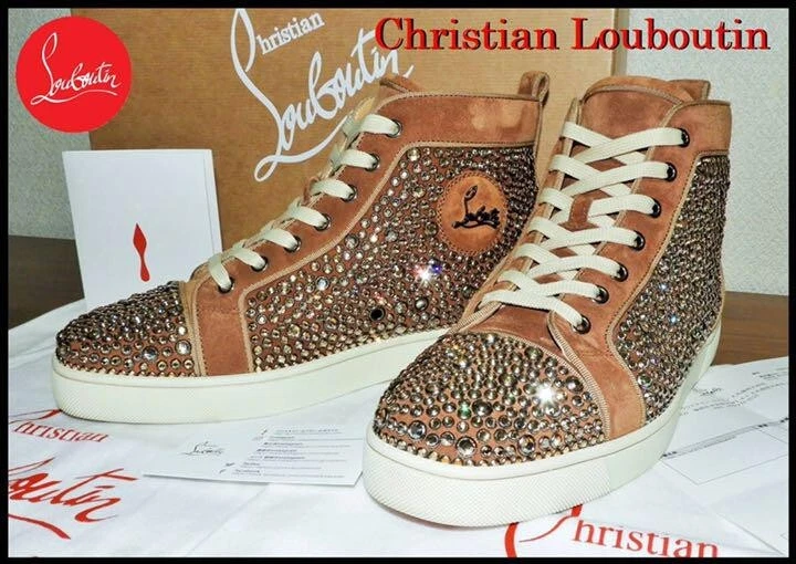 Super Rare Christian Louboutin Limited Sneakers 41 strass brown velor 26cm  US8