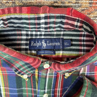 Vintage 90's/Y2K Ralph Lauren Men's Multicolor Check Heavy