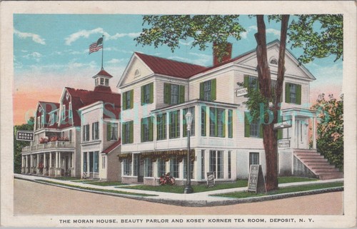 Deposit NY - MORAN HOUSE BEAUTY PARLOR & TEA ROOM - Postcard Catskills - Picture 1 of 2