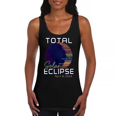 Total Solar Eclipse Path Women's Tank Top April 8 2024 Watch Party Sun Moon