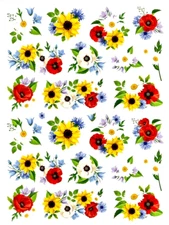 BIG BEAUTIFUL SUNFLOWERS & POPPIES FLOWER STICKERS USA MADE #3 FAST USA SHIPPING