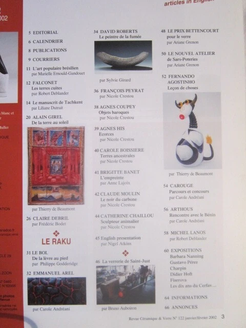 La revue de la Céramique et du verre N° 122/lustres islamique/A.Girel/Raku - Photo 3/3