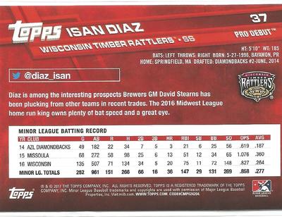 Isan Diaz Milwaukee Brewers 2017 Topps Pro Debut | eBay