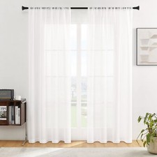 2 Panels White Sheer Voile Window Curtains Drapes with Rod Pocket Living Room