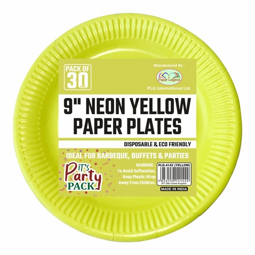 Pack of 300, 900, 1500 Disposable Neon Paper Plates 9 inch Dinner Party Plates - Picture 56 of 77