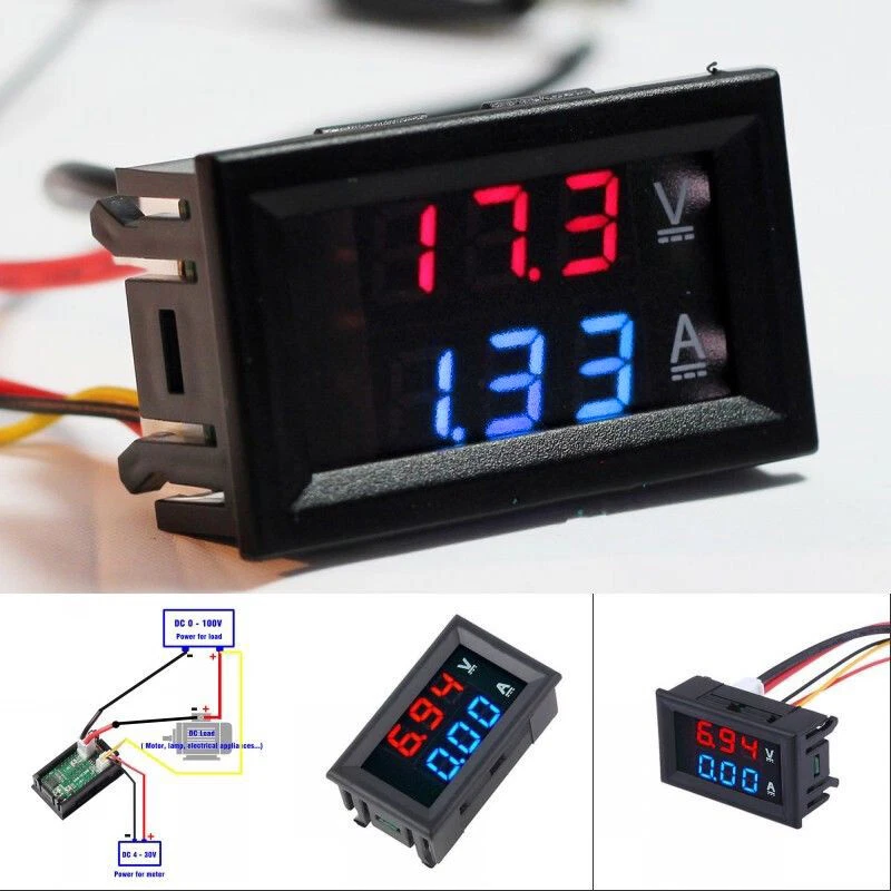 PURETEK Dual LED 3 Digit Digital DC 100V 10A Voltmeter Ammeter Voltage Amps Power Meter