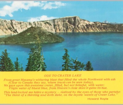 Howard Royle Ode to Crater Lake Poem by Howard Royle 1960s Vintage Postcard Unposted ...