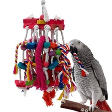 Natural Wooden Block  Cotton Knot Chewing Toys for Parrots - Safe  Durable ...