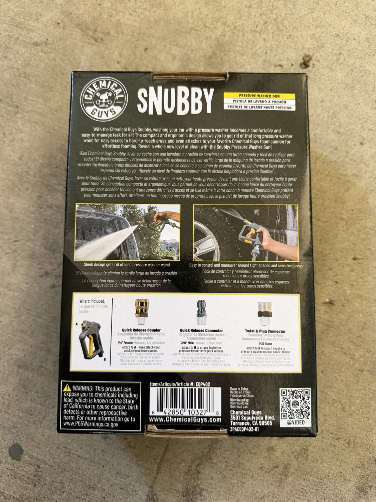 	Chemical Guys EQP402 Snubby Pressure Washer Gun Foam Cannon Attachment For Gas	