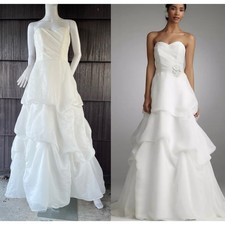 Galina David  s Bridal Strapless Tiered Organza Princess Wedding Formal Dress