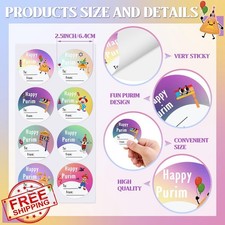 120pc Purim Labels Jewish Stickers Mishloach Manot Gift Tags