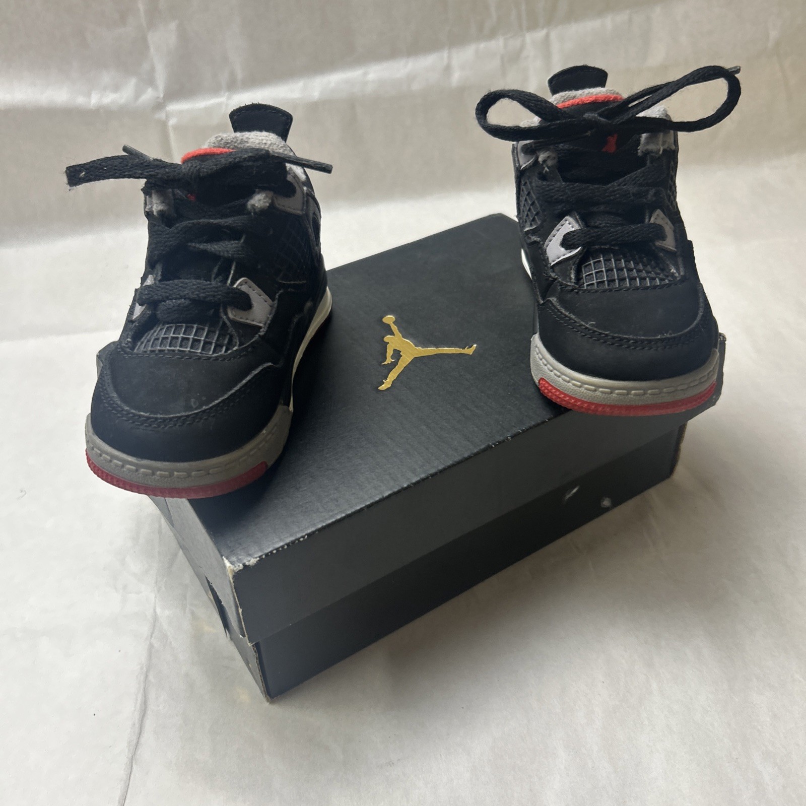 Jordan 4 Retro “Bred Reimagined” Toddler Size 5C Black Fire Red Cement Grey thumbnail 2