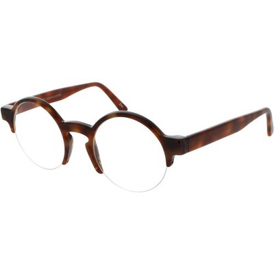Andy Wolf Unisex Eyeglasses Havana Acetate Round Half Rim Frame Demo Lens 4554 C