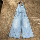 Free People We The Free Dion Jumpsuit Women Blue Denim Halter Wide Leg Boho S