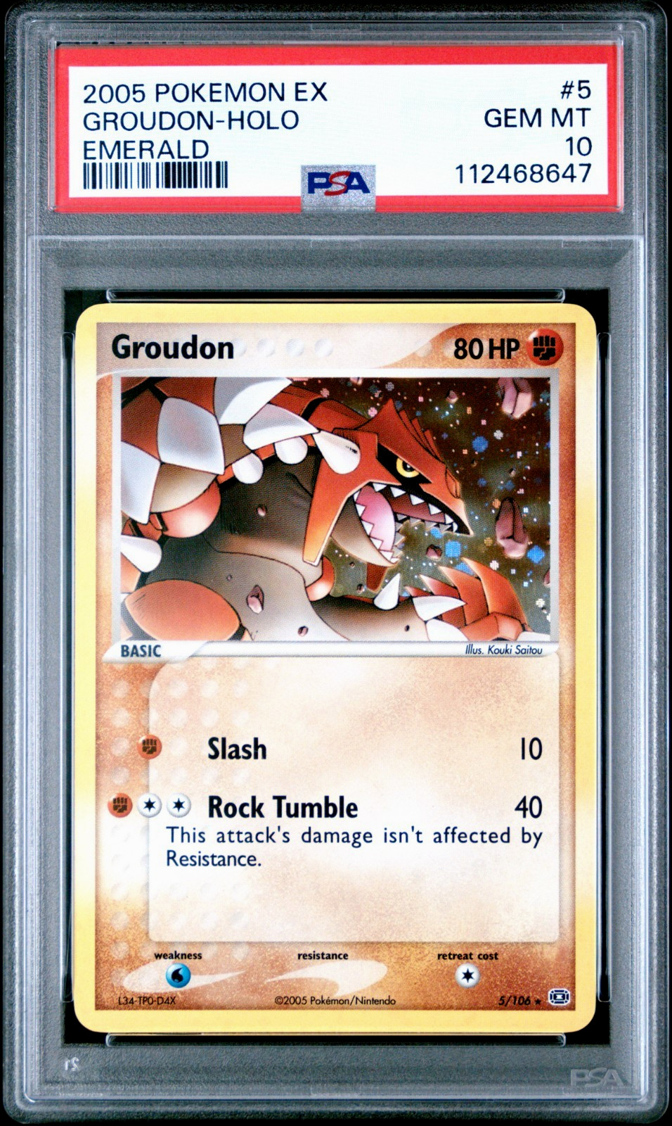 Pokemon EX Emerald Groudon  5/106 Vintage Holo Foil PSA 10 GEM MINT
