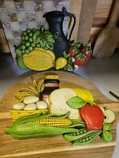 Vintage Syroco Plastic Kitchen Wall Art Decor Fruits and Vegetables 