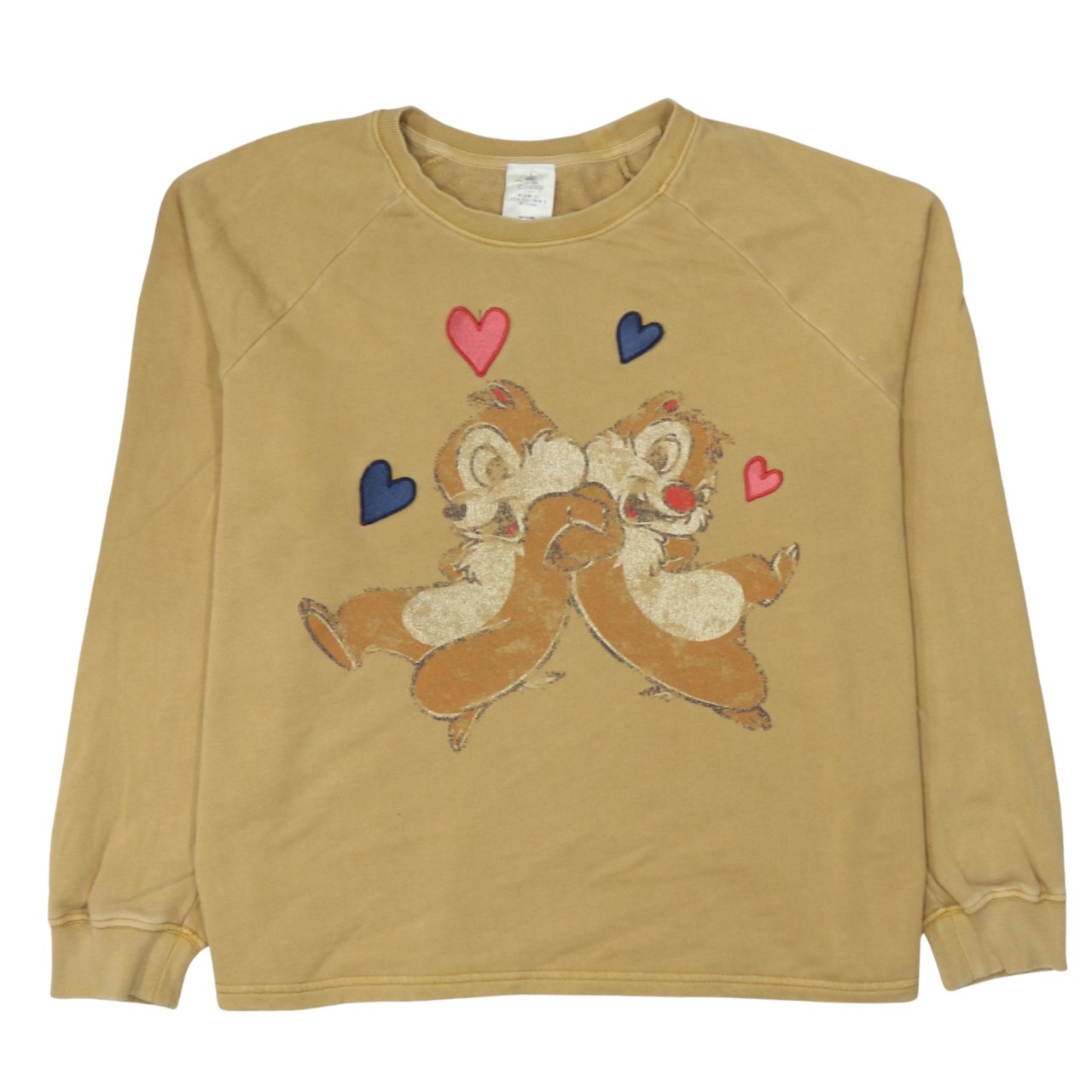 Disney Mens Sweatshirt Camel Chip n Dale Hearts Graphic Print Crewneck L