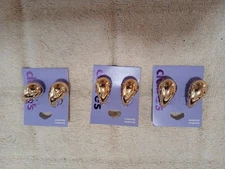 Lot Of (3) Pairs Claire's Jewelry Gold-tone Teardrop Earrings MSRP/lot $30 NWT