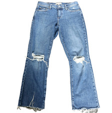 Lucky Brand Easy Rider Boot Cut Jeans Distressed Raw Hem Medium Wash Blue 6/28 A