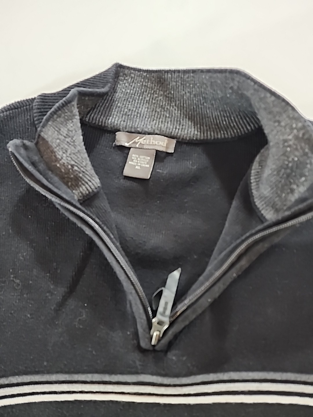 Method Knit Quarter Zip Pullover Sweater Black Me… - image 6