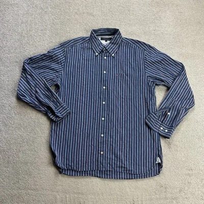 TOMMY HILFIGER Herren Hemd Shirt Gr L Gestreift Casual Logo Langarm 4806 Blau - Bild 1 von 4