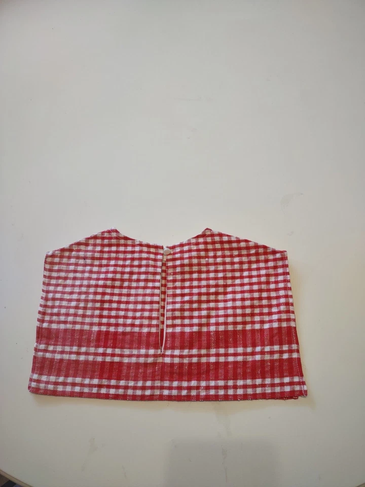 Sweet Caroline Vintage Niño Lino Capa Cuello Cuello Años 50 Cuadros Rojo Foto 2 de 4