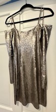 Express Grey Taupe Gunmetal Sequin Mini Dress Small Spaghetti Strap New With Tag