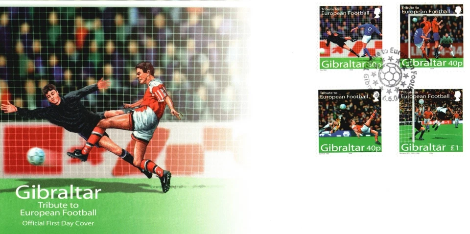 Gibraltar 2004 Tribute to European Football MS & Stamps First Day Cover FDC £1.5 - Image 4 of 4