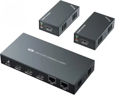 HDMI Extender Splitter 1X2 1080P@60Hz over Cat 5E/6/7 Ethernet Cable 50M (165Ft)