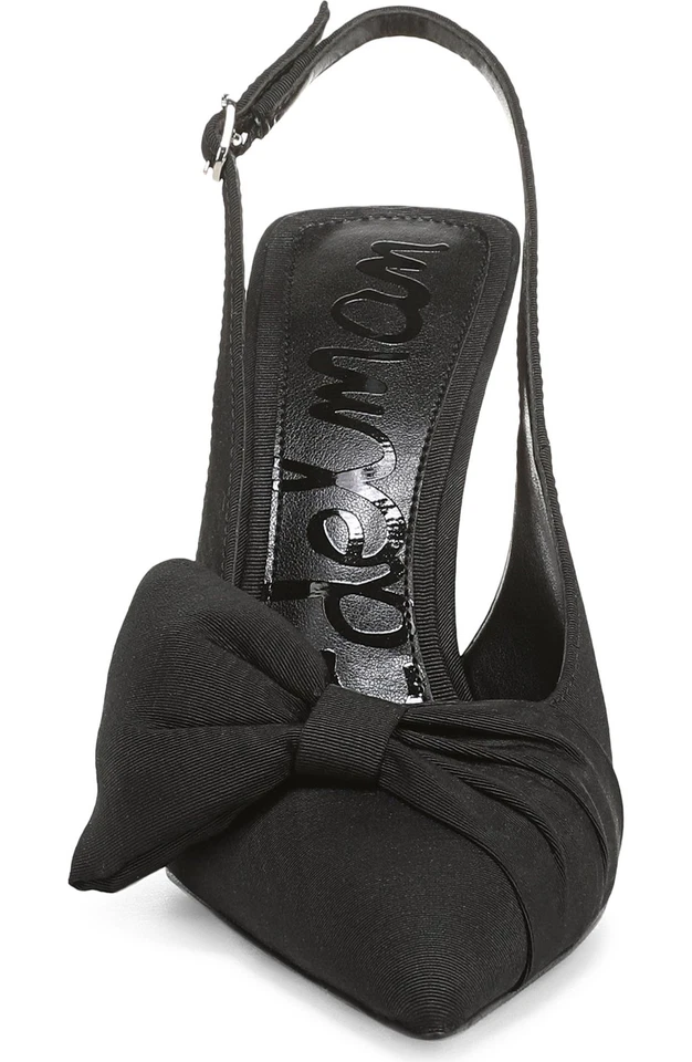 Zapatos de salón Sam Edelman Onia Slingback para mujer negros acanalados seda 8M Foto 3 de 4