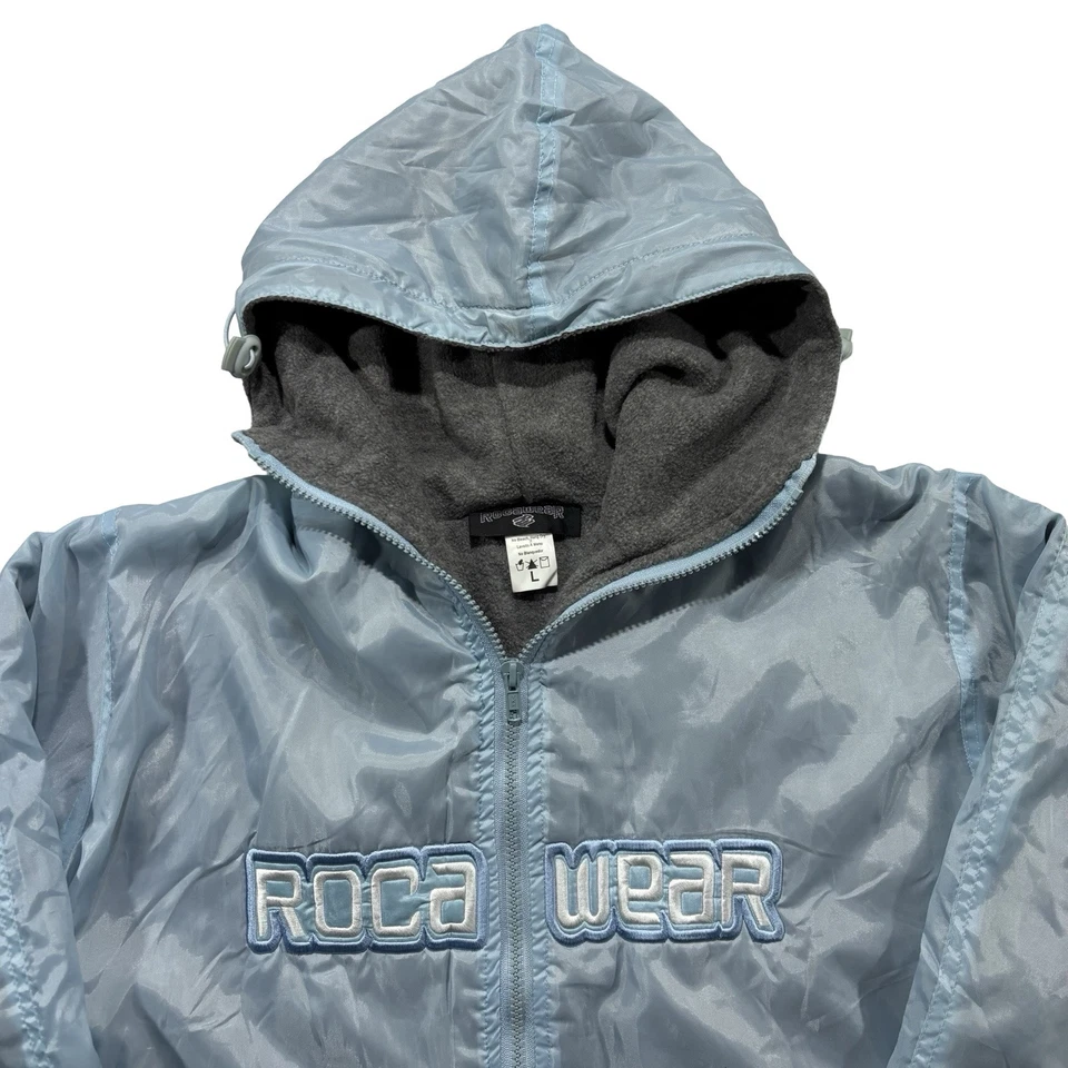 Vintage Y2k Rocawear Tracksuit Fleece Jacket & Pant Large Blue 2 Piece Set - Image 3 of 4