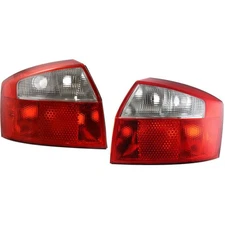 Halogen Tail Light Set For 2002-2005 Audi A4 Quattro 2nd Gen Clear/Red Lens 2Pcs