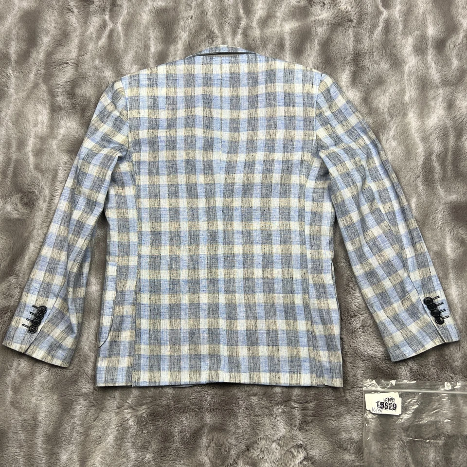 Isaac Mizrahi Blazer женский 14 синий льняная смесь 2 пуговицы опрятная подкладка пейсли - Изображение 2 из 4