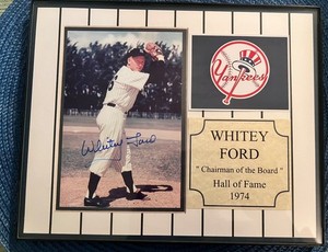 Whitey Ford Framed Autographed Hall Of Fame Plaque