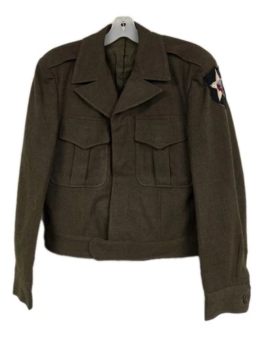 WW2 US ARMY EISENHOWER JACKET 38R WOOL MILITARY 2ND INFANTRY PATCH NATIVE INDIAN