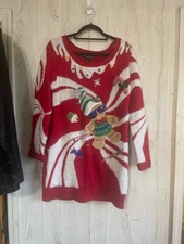 33 Degrees Women's Gingerbread Holiday Graphic Sweater - Red Med