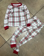 Milkberry Bamboo 2-piece holiday pajamas red green plaid unisex sz 18 M