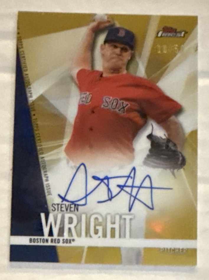 Steven WRIGHT🔥2017 Topps Finest Gold Refractor AUTO #FA-SW 10/50 Red Sox