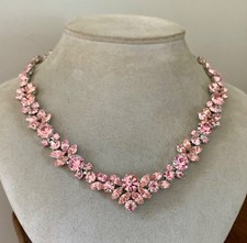 Vintage Pink Rhinestone Statement Necklace - Made in Austria