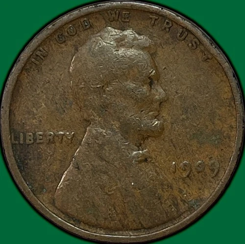 1909 Lincoln Wheat Cent Fine F Coin #37191