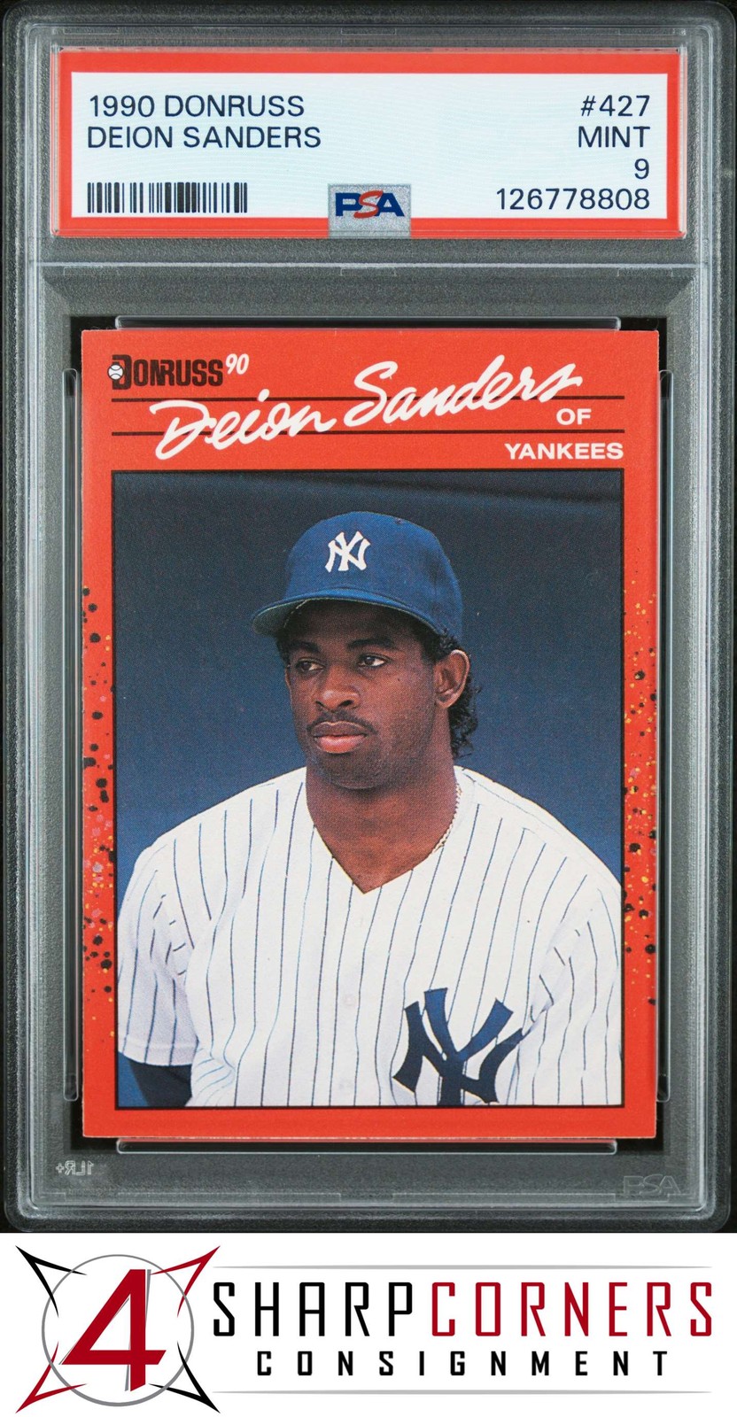 1990 DONRUSS #427 DEION SANDERS RC YANKEES PSA 9