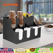 Cup Lid Dispensers Holder Acrylic Coffee Caddy Rack Anti-slip Tea Condiment Rack