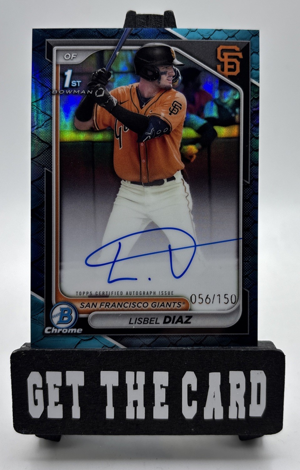 2024 Bowman Chrome Lisbel Diaz 1st Blue Reptile Refractor Auto /150 SF Giants